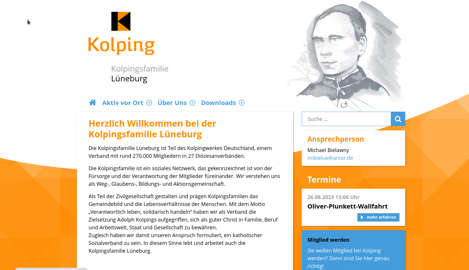 Screenshot der Landing Page von Kolping-Familie in Lüneburg, Niedersachsen